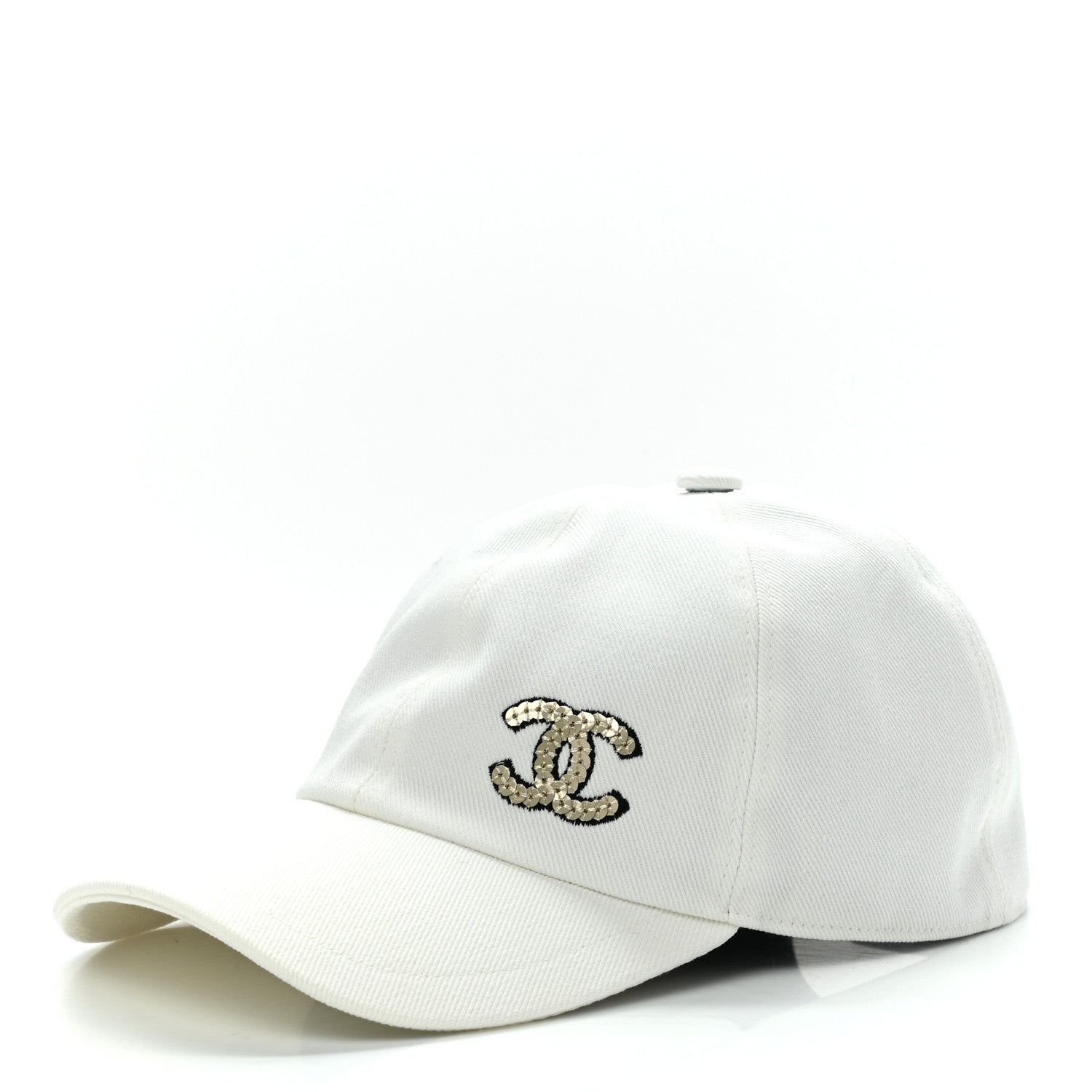 Chanel Cotton Sequin CC Cap Hat Ivory 1 of 7