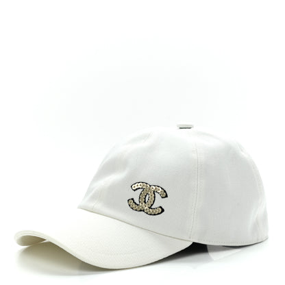 Chanel Cotton Sequin CC Cap Hat Ivory 1 of 7
