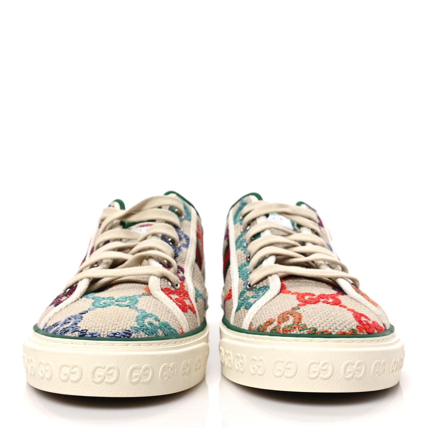 Gucci Linen Psychedelic Mini GG Monogram Men's 1977 Tennis Sneakers 9 Multicolor Mystic White 2 of 8