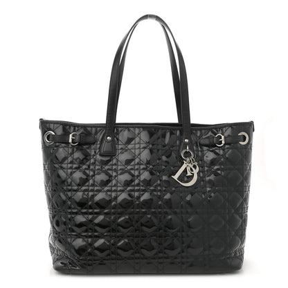 Christian Dior Patent Cannage Medium Panarea Tote Black 2 of 23