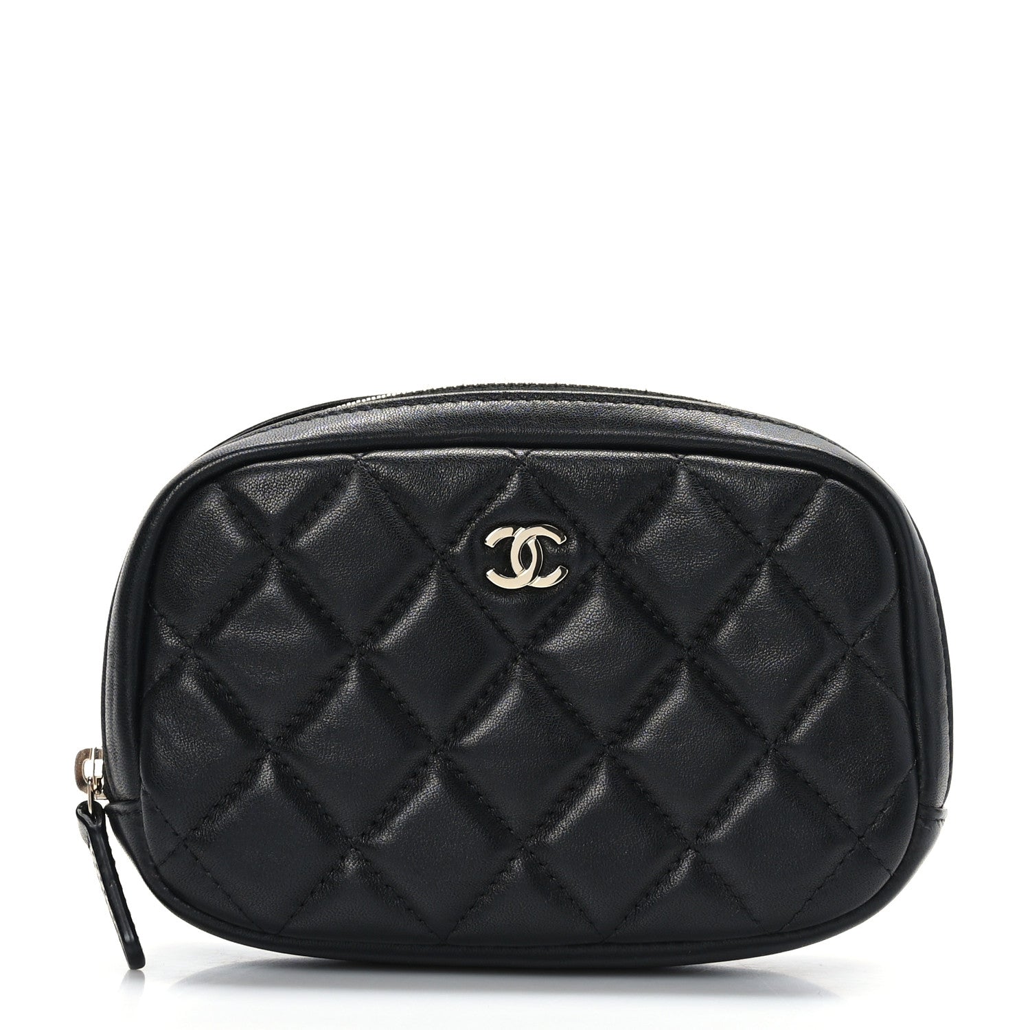 Chanel Lambskin Quilted Small Curvy Pouch Cosmetic Case Black 1 of 8