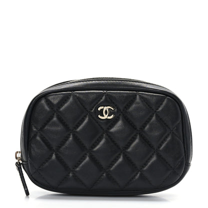 Chanel Lambskin Quilted Small Curvy Pouch Cosmetic Case Black 1 of 8