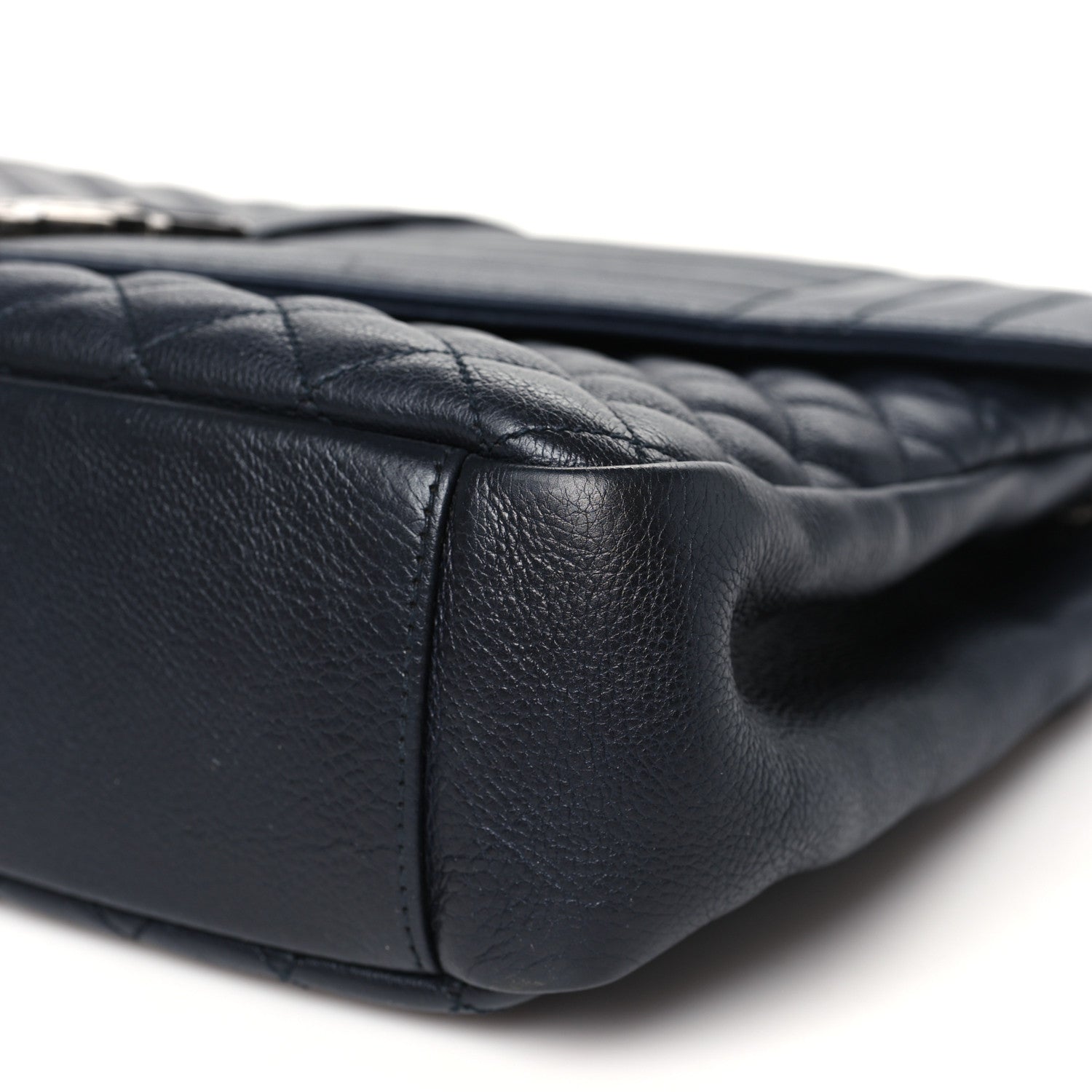 Saint Laurent Calfskin Mixed Matelasse Triquilt Large Monogram Satchel Deep Marine 9 of 10