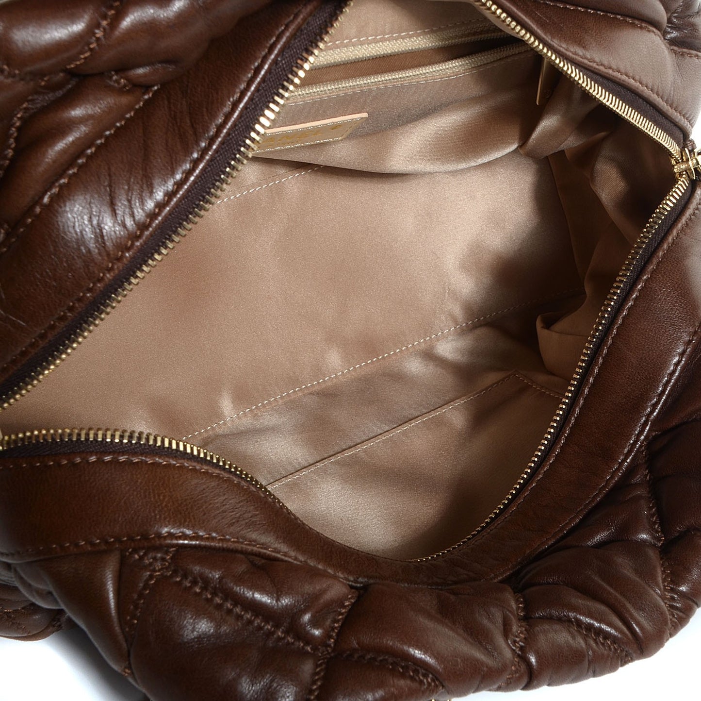 Lambskin Bubble Quilt Bowler Brown