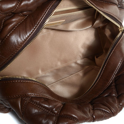 Chanel Lambskin Bubble Quilt Bowler Brown 5 of 7