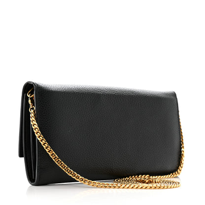 Alexander McQueen Pebbled Calfskin Skull Wallet on Chain Black 3 of 14