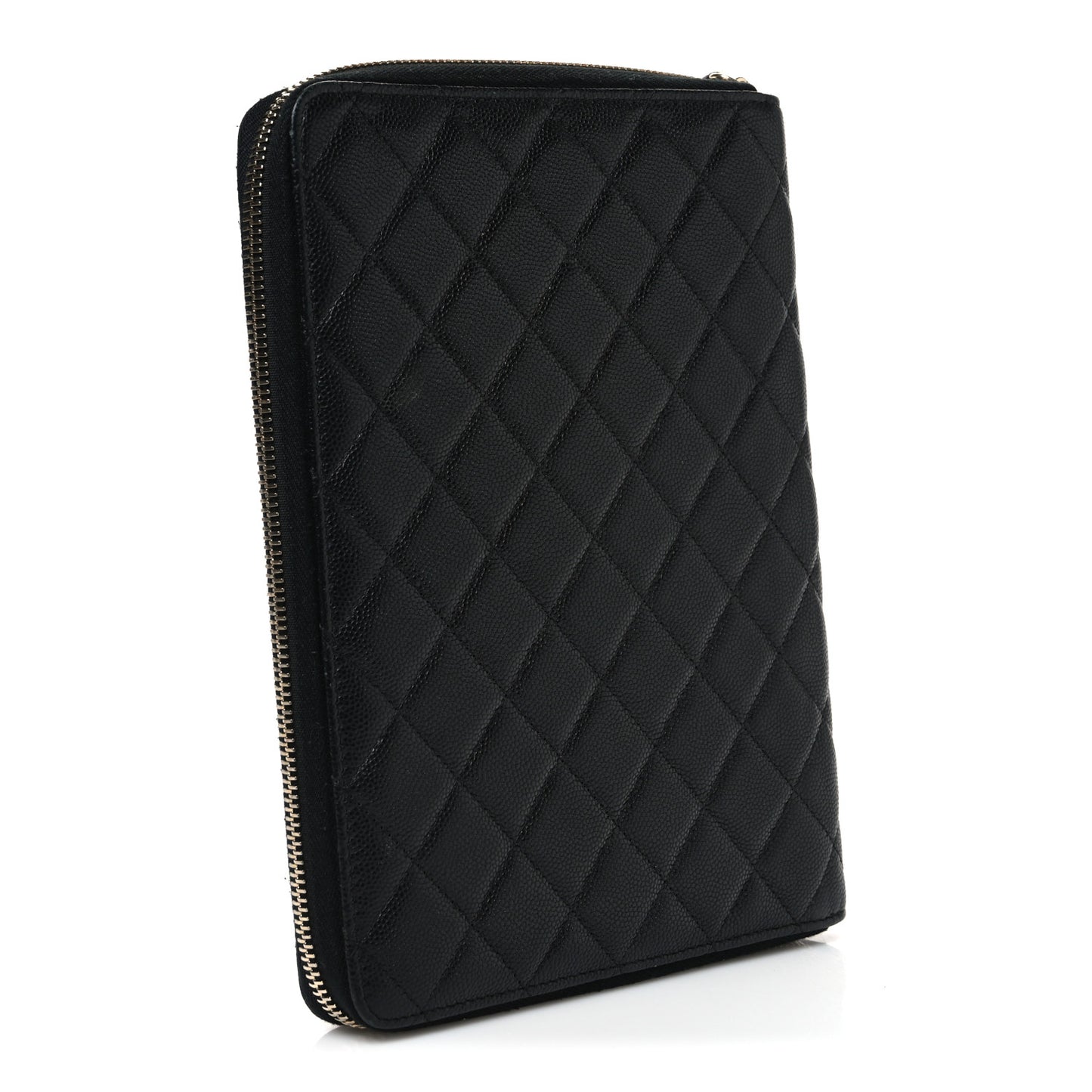 Caviar Quilted Zip Around Notebook Agenda Cover Black