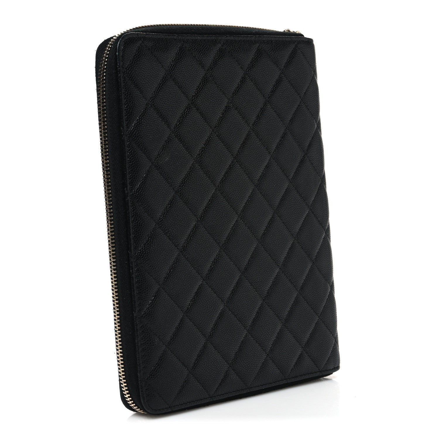 Chanel Caviar Quilted Zip Around Notebook Agenda Cover Black 3 of 8