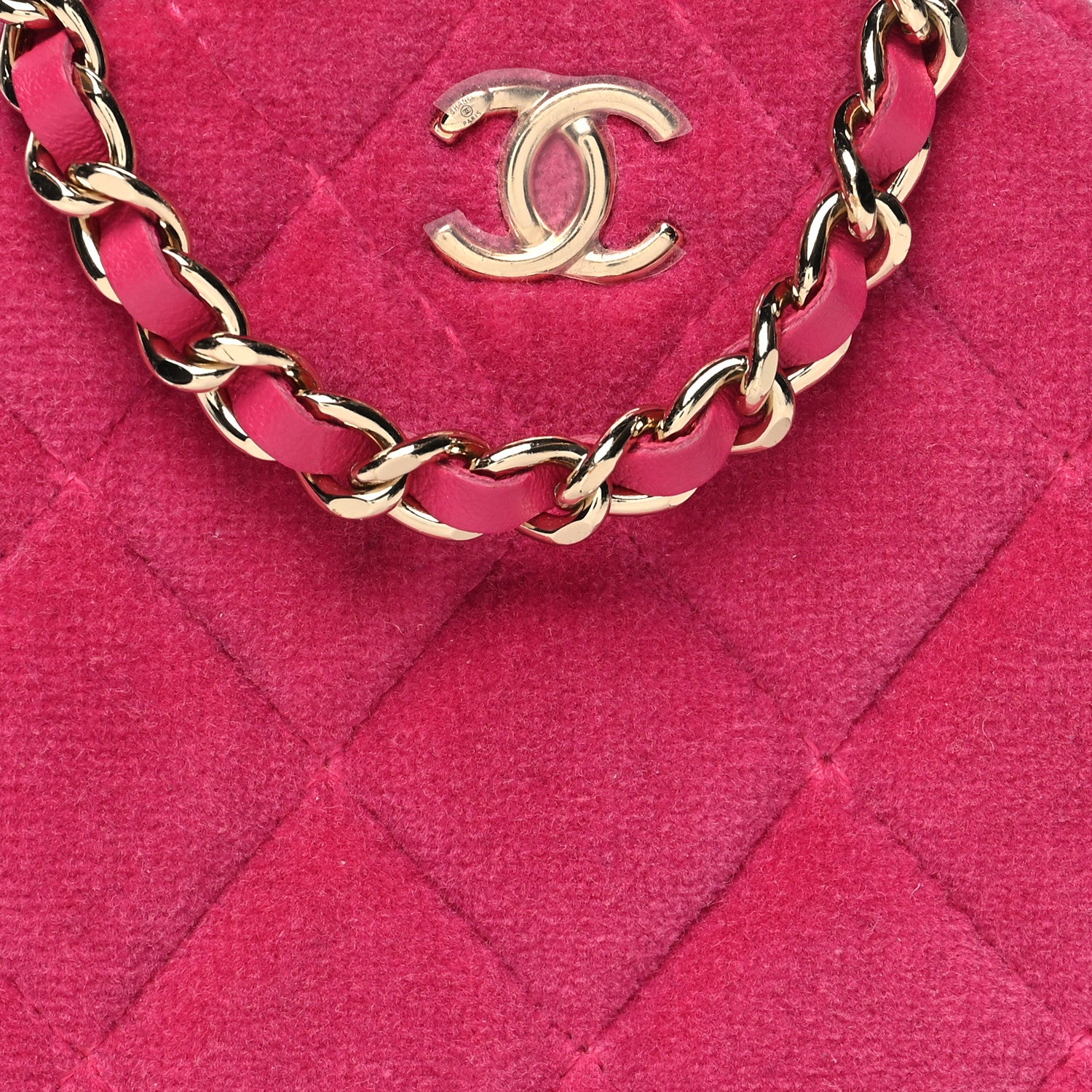Chanel Velvet Round Quilted Pearl Crush Clutch With Chain Pink 8 of 11