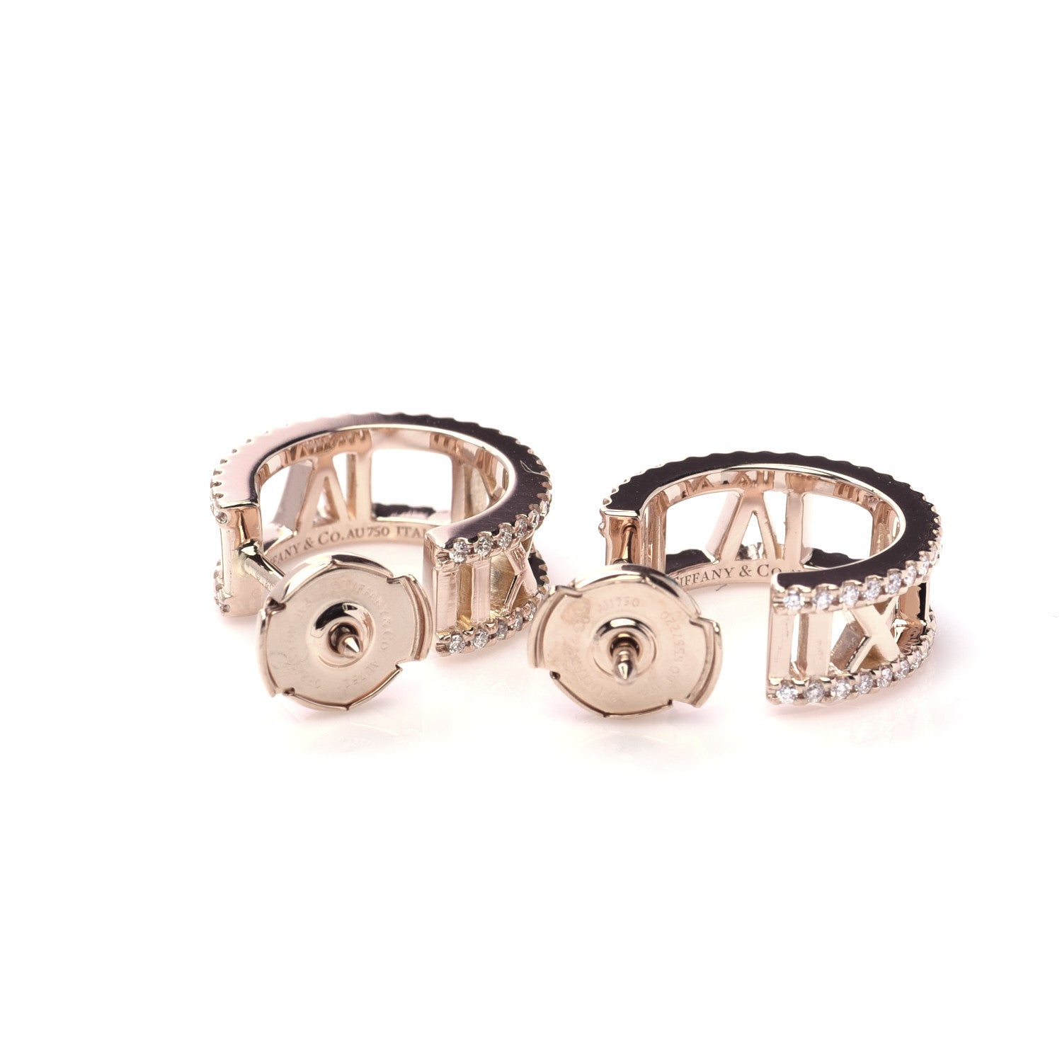Tiffany 18K Rose Gold Diamond Atlas Open Hoop Earrings 3 of 6