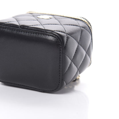Chanel Lambskin Quilted Mini Vanity Case With Chain Black 10 of 11
