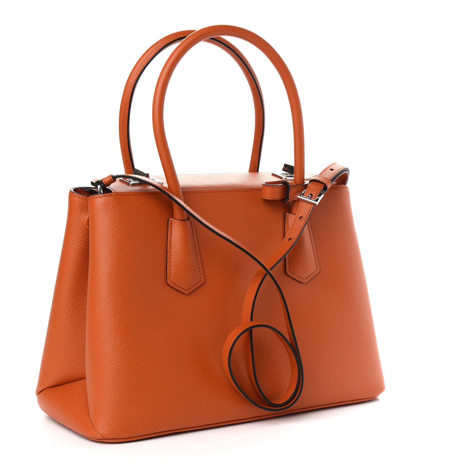 Prada Saffiano Cuir Twin Tote Papaya 2 of 8