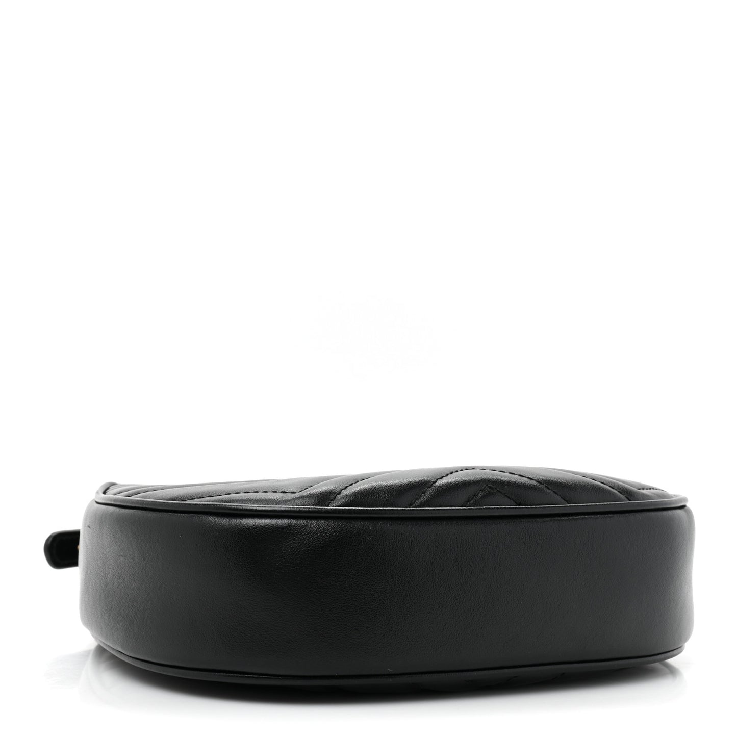 Calfskin Matelasse Chevron Mini GG Marmont Half Moon Hobo Black
