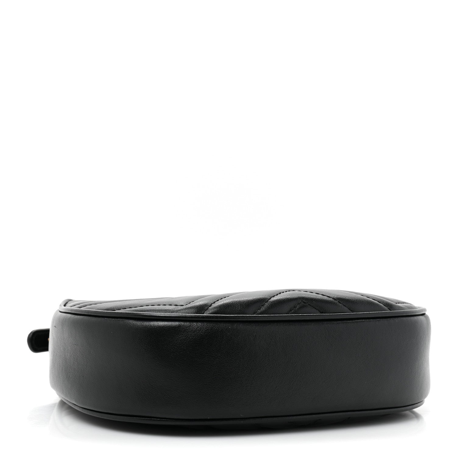 Gucci Calfskin Matelasse Chevron Mini GG Marmont Half Moon Hobo Black 4 of 9