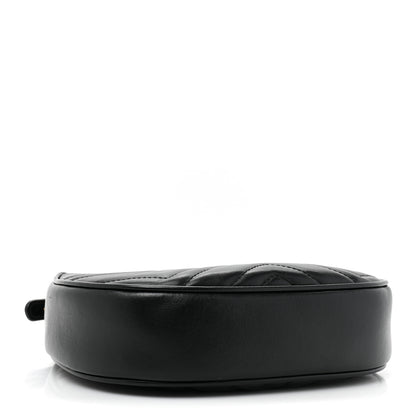 Gucci Calfskin Matelasse Chevron Mini GG Marmont Half Moon Hobo Black 4 of 9