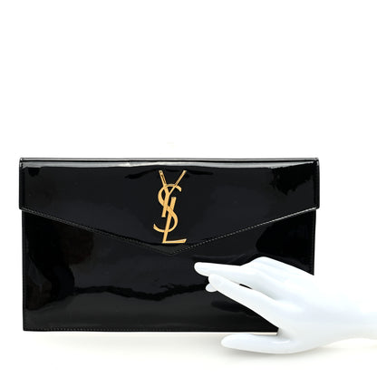 Saint Laurent Patent Calfskin Monogram Uptown Clutch Black 2 of 6