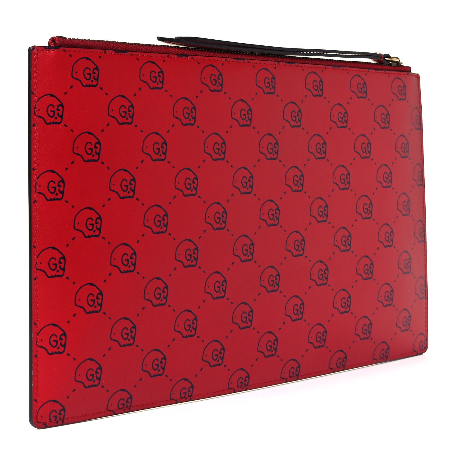 Gucci Calfskin GucciGhost Hamlet Skull Zip Pouch Hibiscus Red 3 of 10