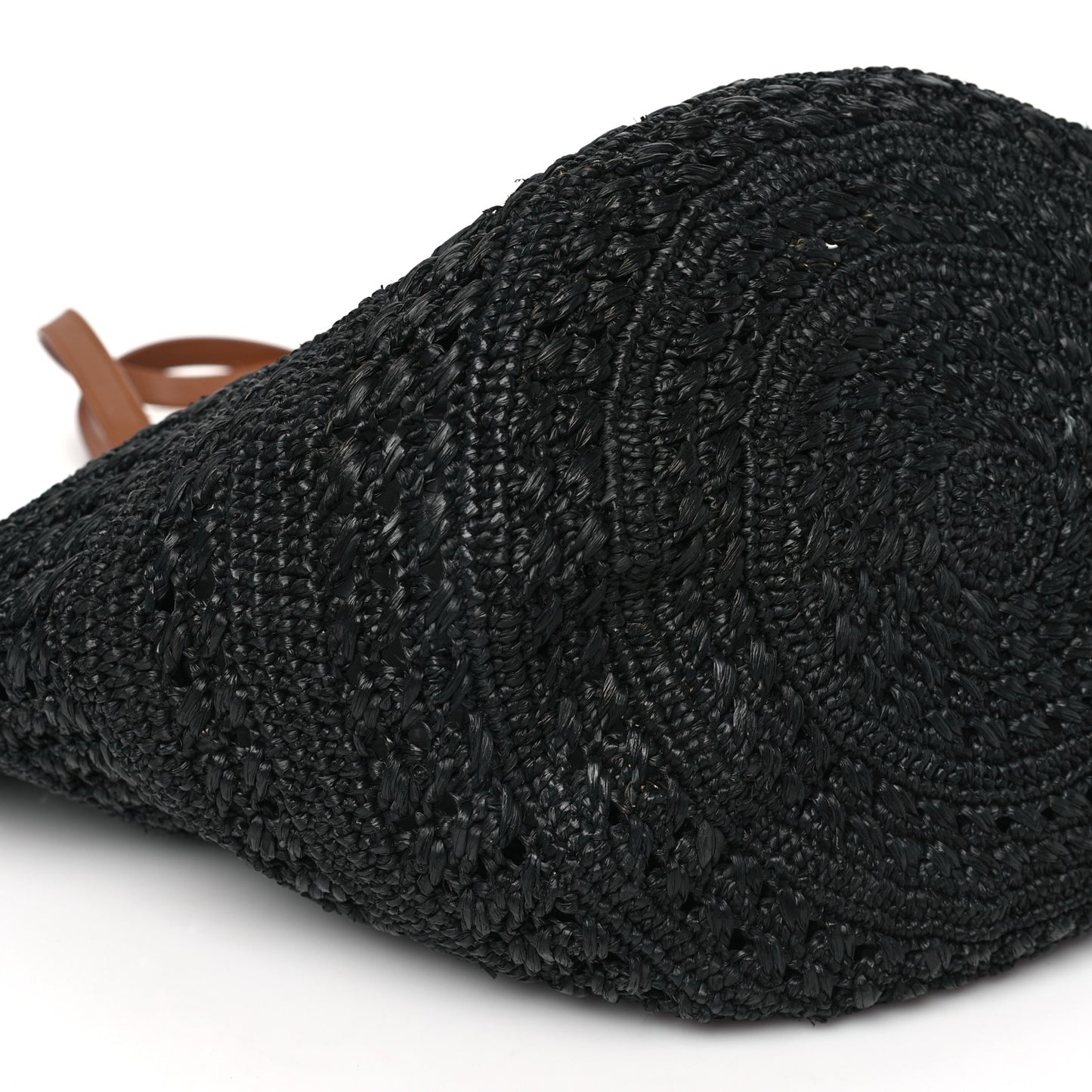 Raffia Calfskin Medium Panier Tote Black