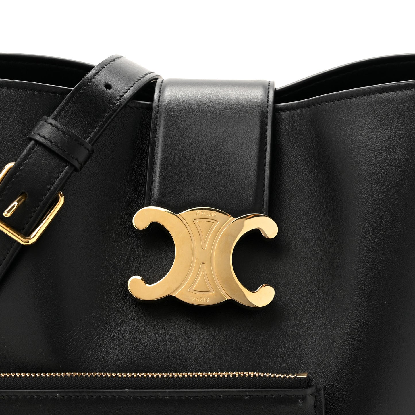 Smooth Calfskin Triomphe Medium Louise Bag Black