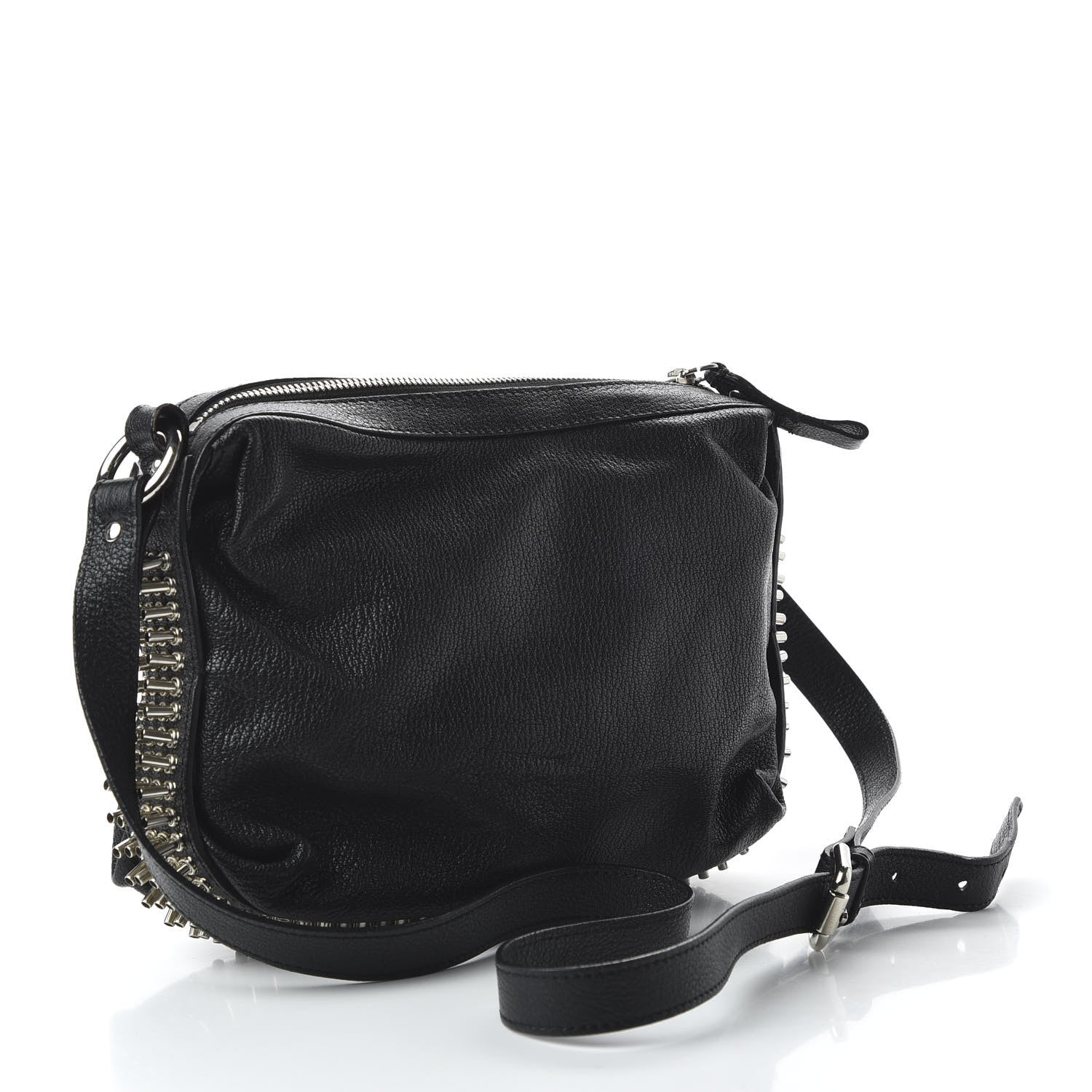 Christian Louboutin Calfskin Studded Shoulder Bag Black 3 of 9