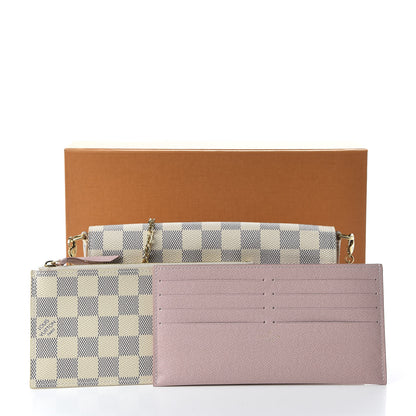Louis Vuitton Damier Azur Pochette Felicie Chain Wallet Rose Ballerine 10 of 10