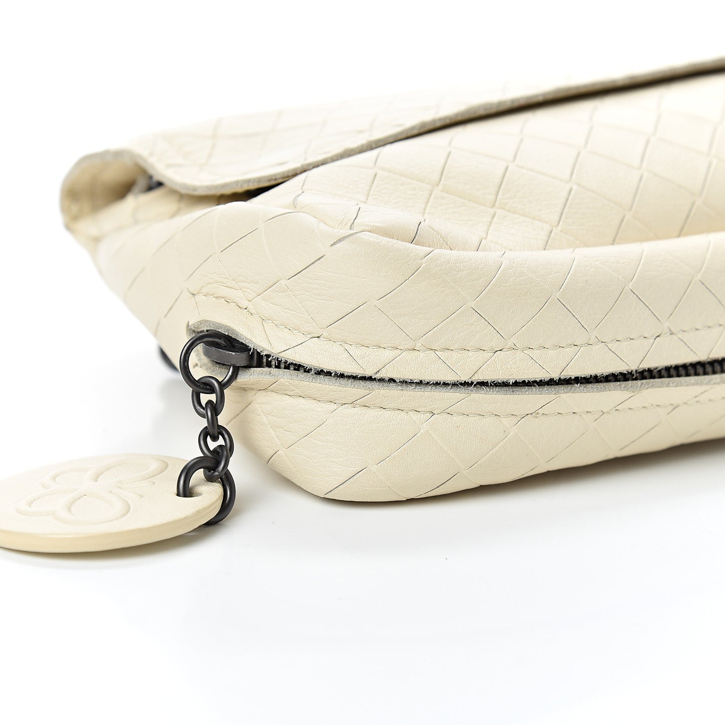 Nappa Intrecciato Mini Chain Messenger Bianca