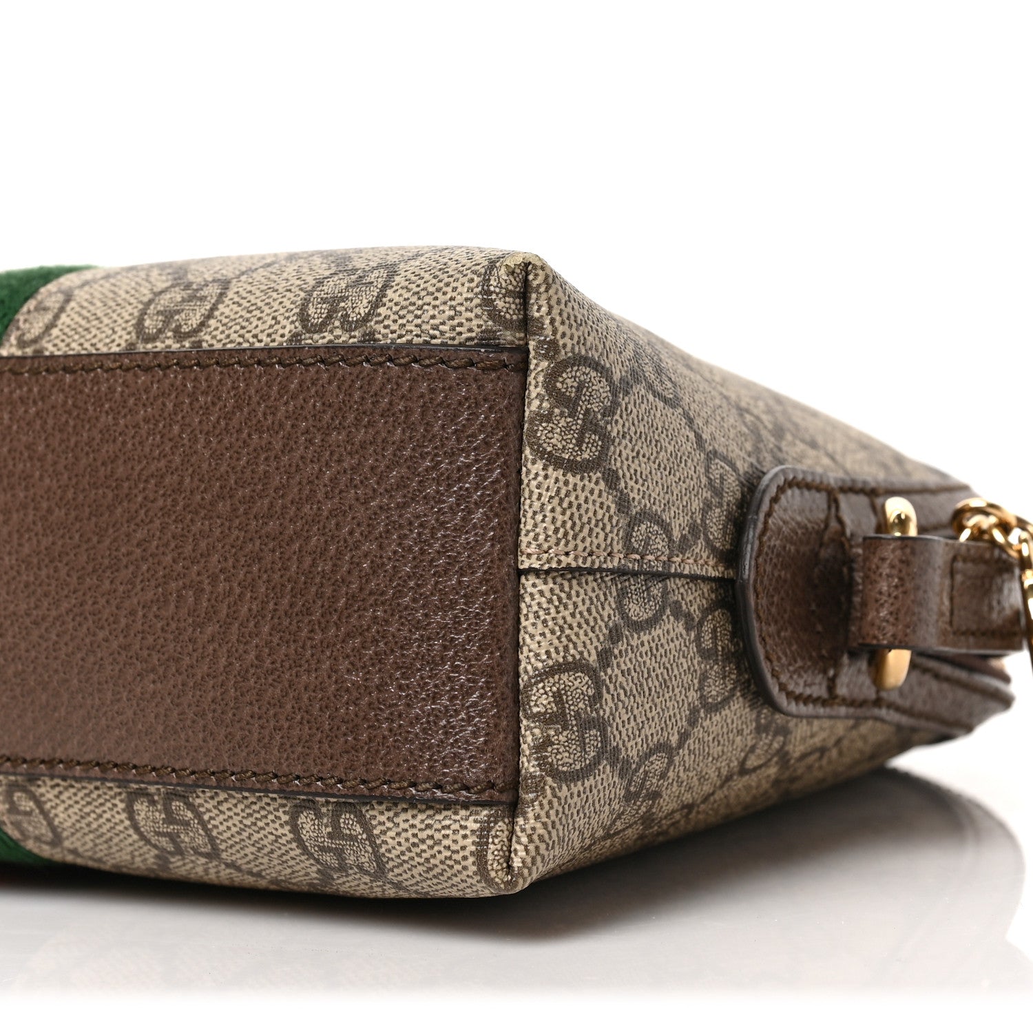 Gucci GG Supreme Monogram Textured Dollar Calfskin Web Small Ophidia Dome Shoulder Bag Beige Ebony New Acero 9 of 9