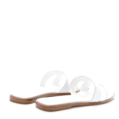 Hermes Box Calfskin Oran Sandals 37.5 White 4 of 7