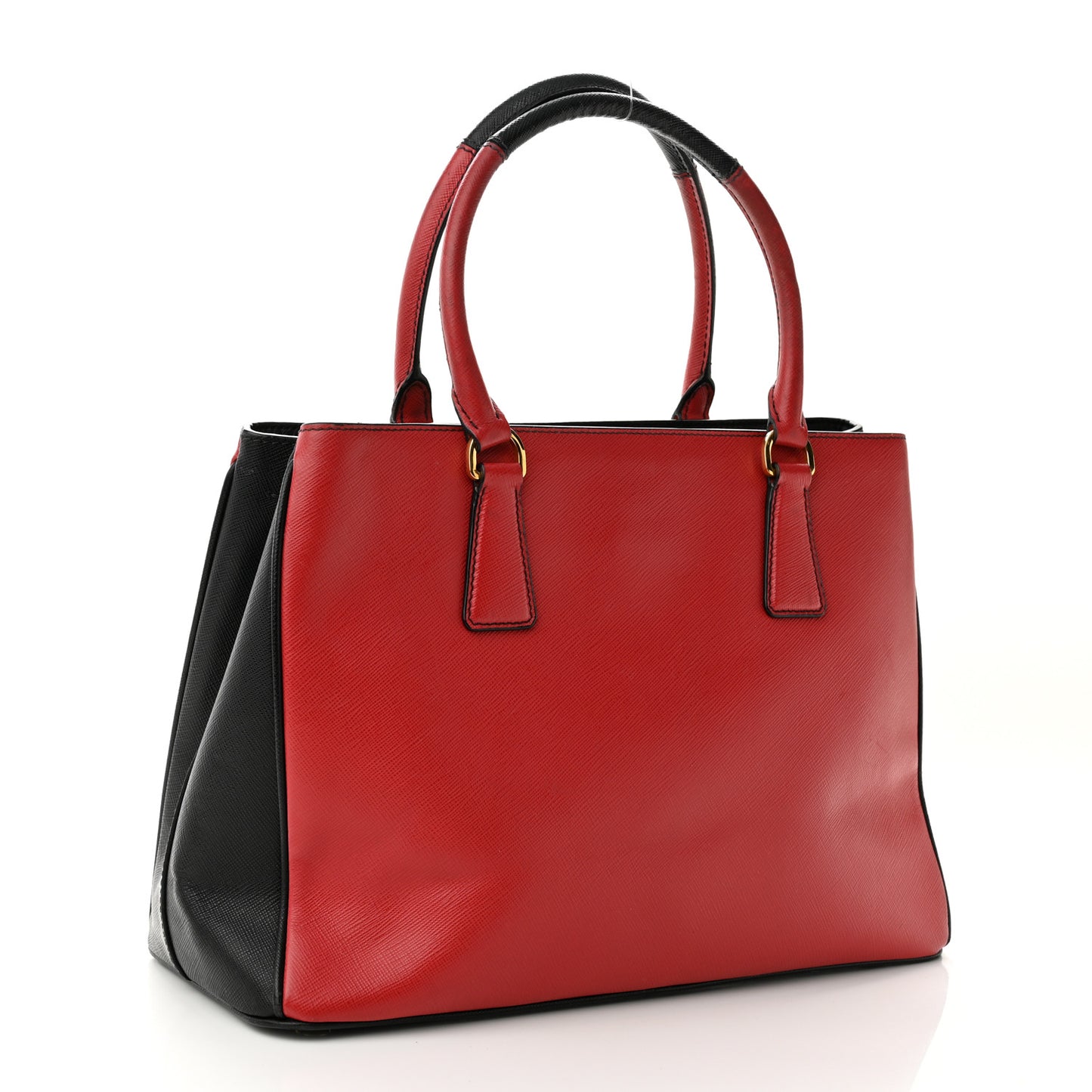 Saffiano Bi-Color Medium Galleria Double Zip Tote Rosso Black