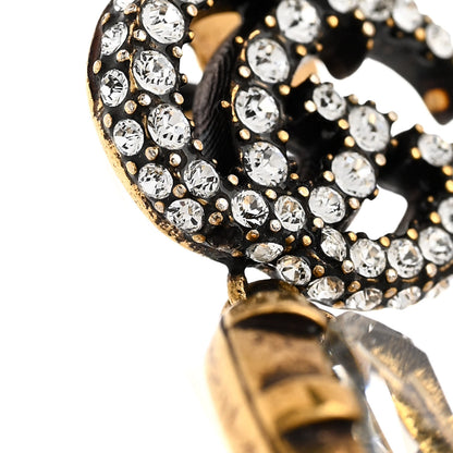 Gucci Metal Crystal Double G Drop Earrings Aged Gold 5 of 5