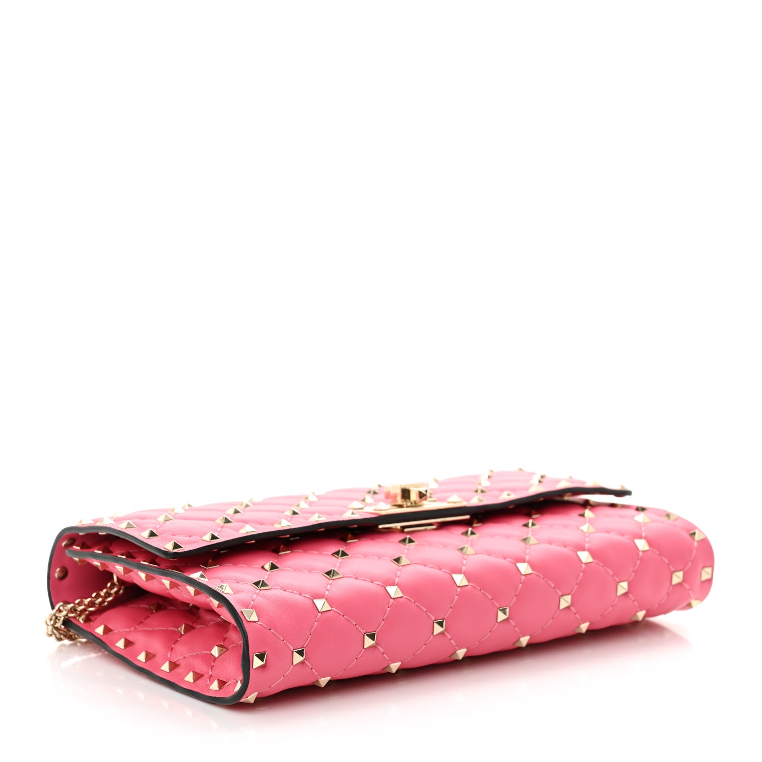 Valentino Garavani Nappa Rockstud Spike Wallet On Chain Shadow Pink 4 of 10