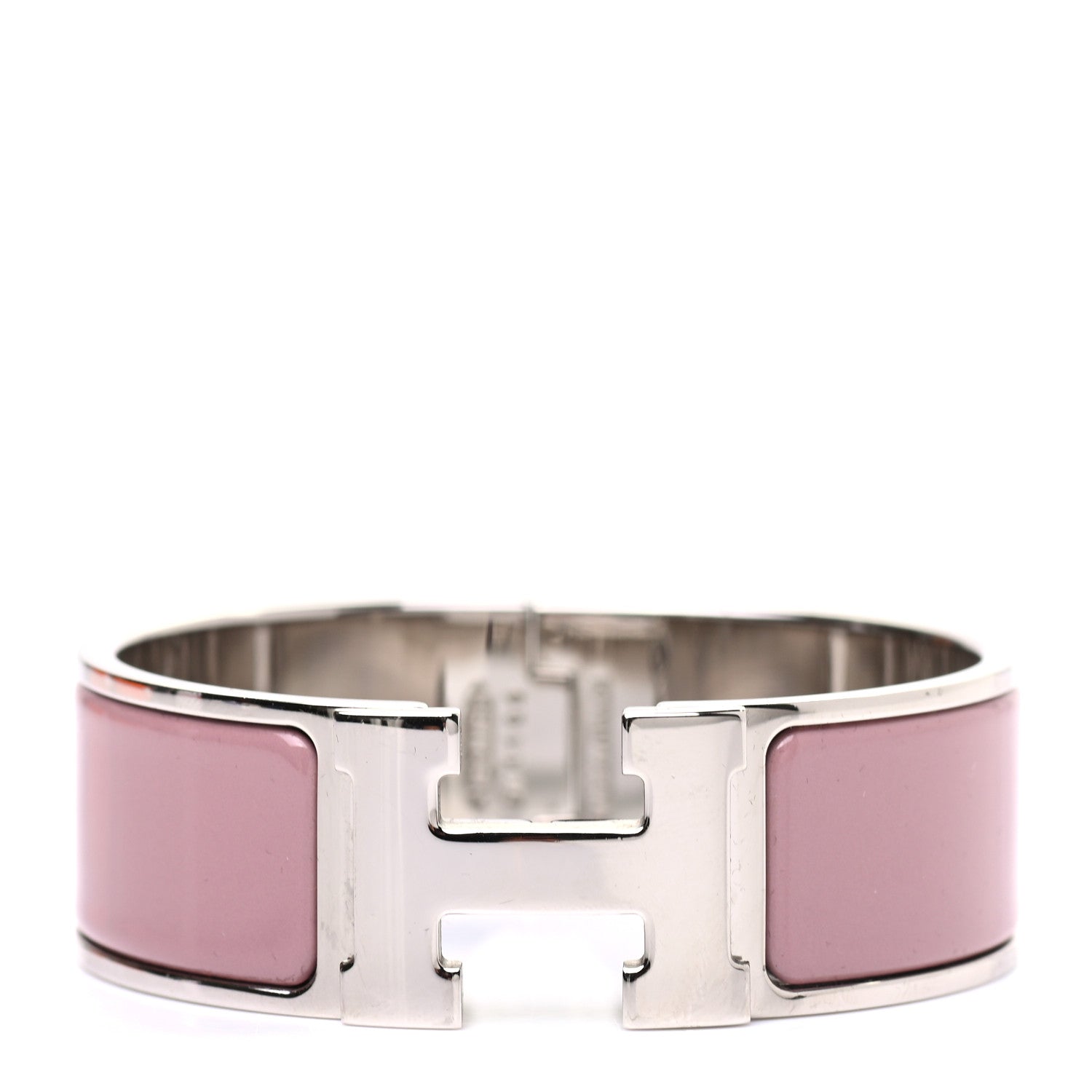 Hermes Enamel Wide Clic Clac H Bracelet PM Rose Poudre 1 of 4