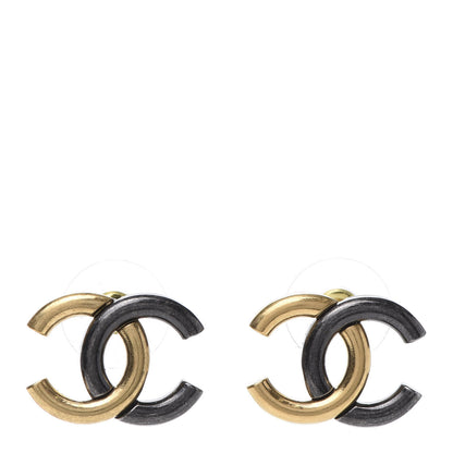 Chanel Metal CC Earrings Gold Ruthenium 1 of 5