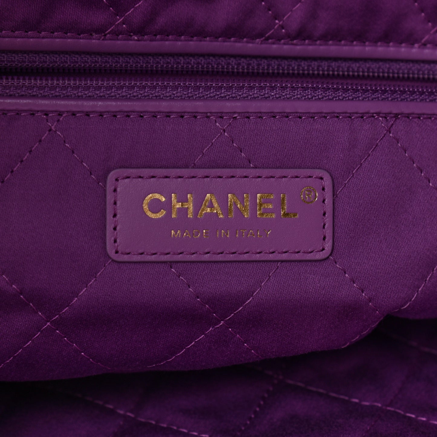 Shiny Calfskin Quilted Small Chanel 22 Purple