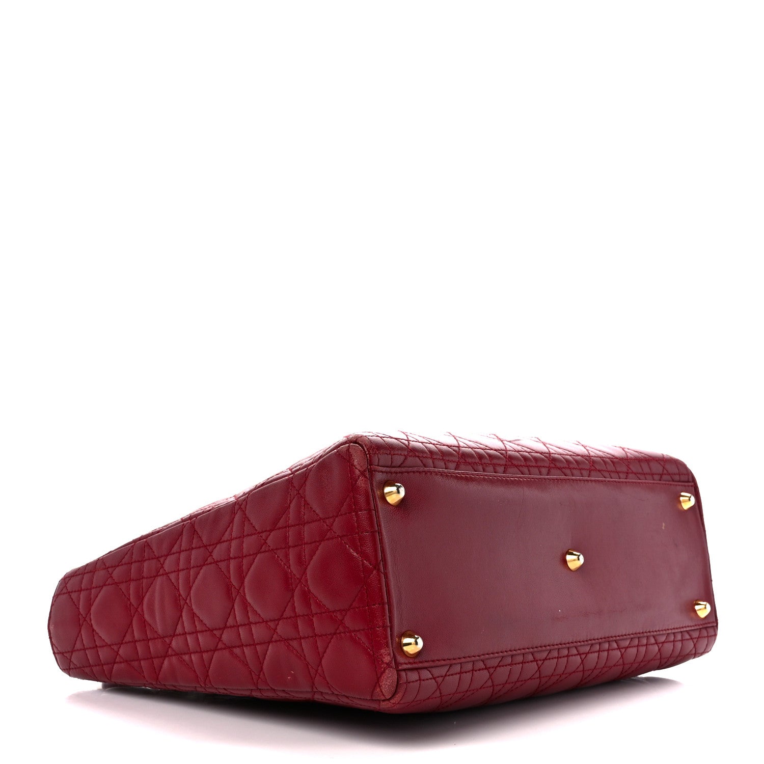 Christian Dior Lambskin Cannage Large Lady Dior Burgundy 4 of 15