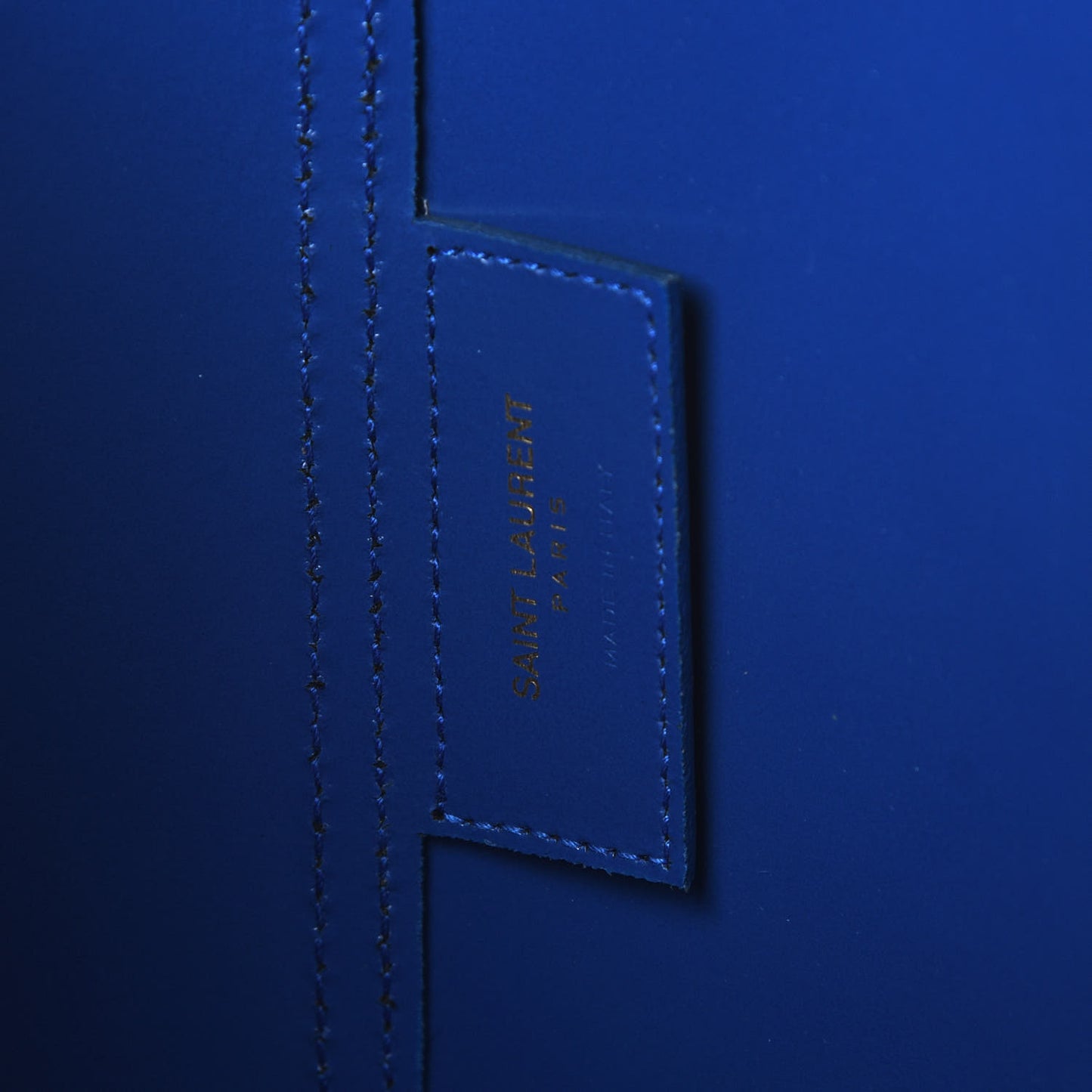 Calfskin Classic Monogram Double Face Tote Black Blue Majorelle