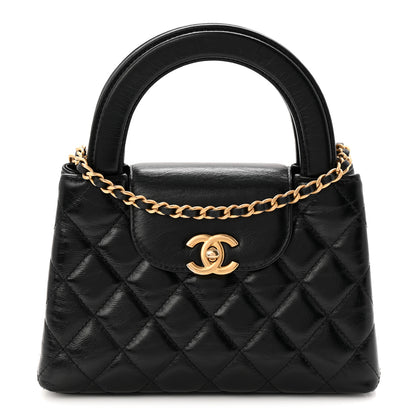Chanel Shiny Aged Calfskin Quilted Nano Kelly Shopper Black 1 of 10