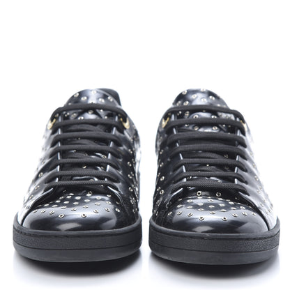 Louis Vuitton Patent Calfskin Studded Frontrow Sneakers 38 Black 2 of 9
