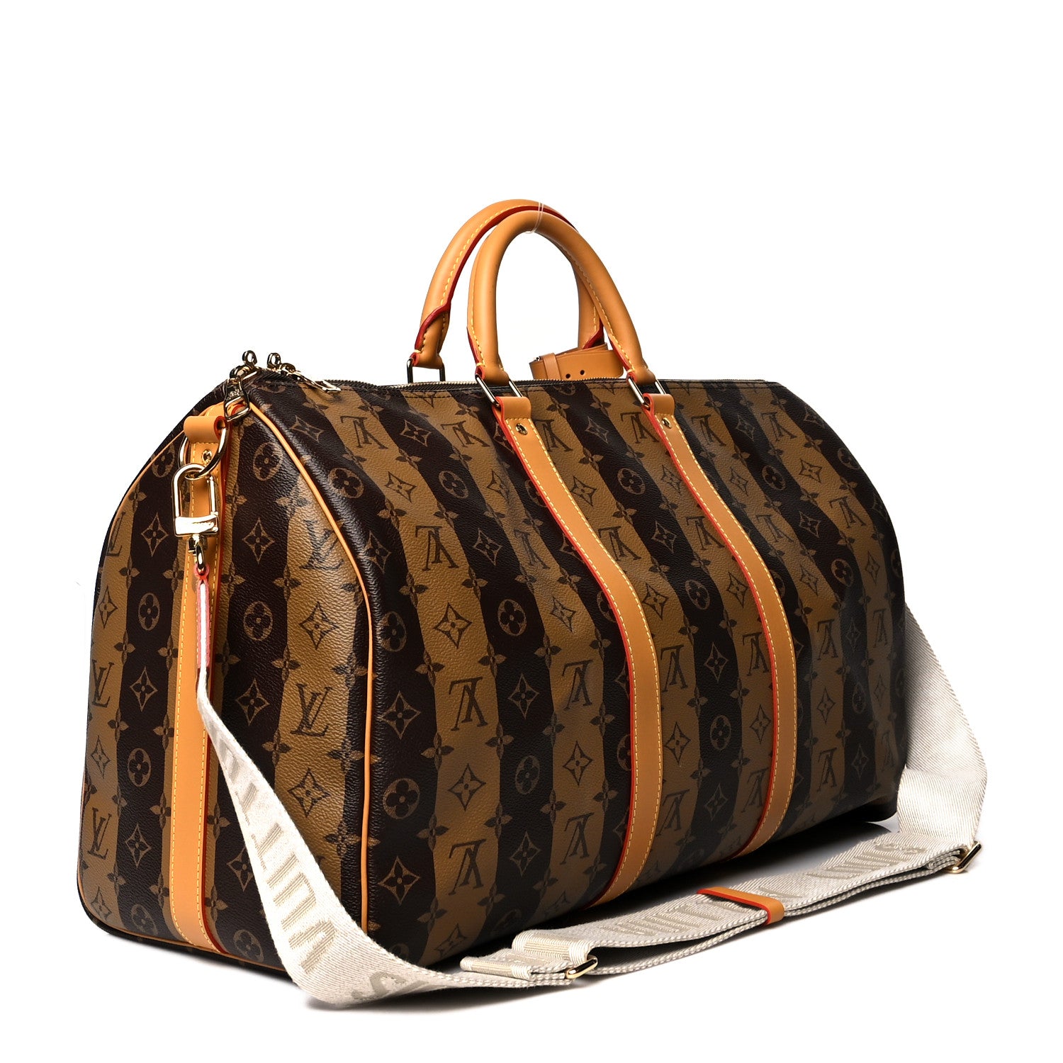 Louis Vuitton X NIGO Reverse Monogram Stripe Keepall Bandouliere 50 Brown 3 of 11