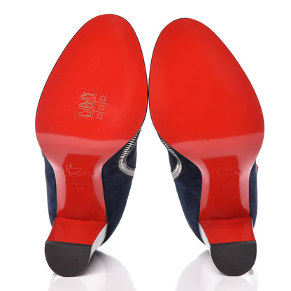 Christian Louboutin Veau Velours Telezip 85 Ankle Bootie 36 Marine Black Lucido 5 of 8