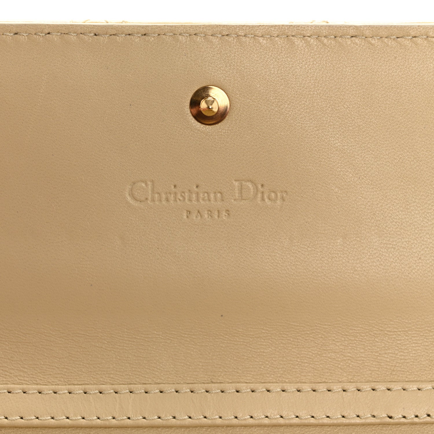 Christian Dior Patent Cannage Lady Dior Rendezvous Wallet On Chain Beige 6 of 14