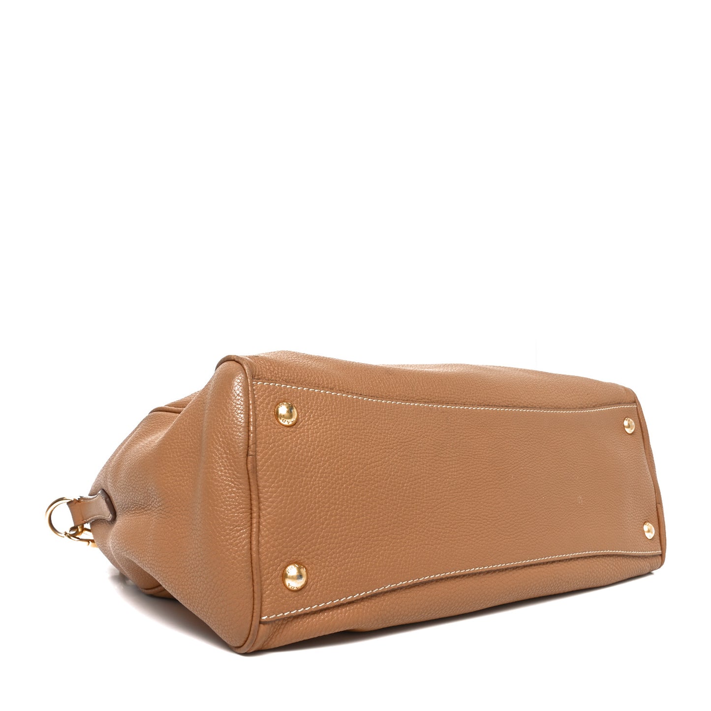 Vitello Daino Top Handle Zip Tote Caramel
