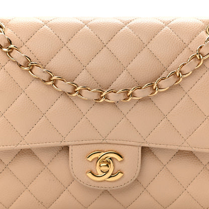 Chanel Caviar Quilted Medium Double Flap Beige 8 of 10
