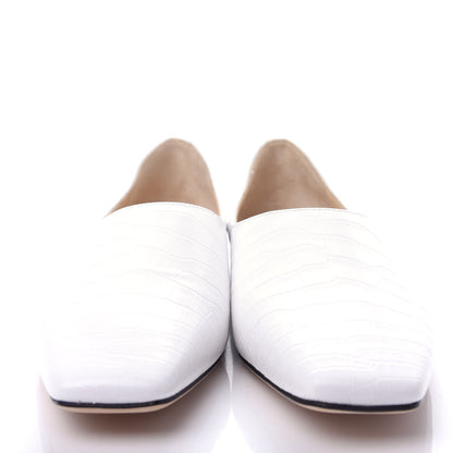 Jimmy Choo Calfskin Crocodile Embossed Joselyn Flats 40 White 5 of 9