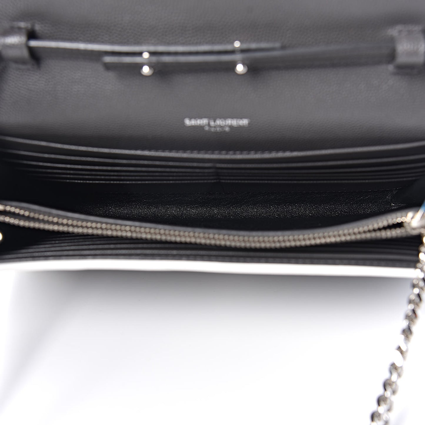 Grain De Poudre Matelasse Chevron Monogram Chain Wallet Grey White
