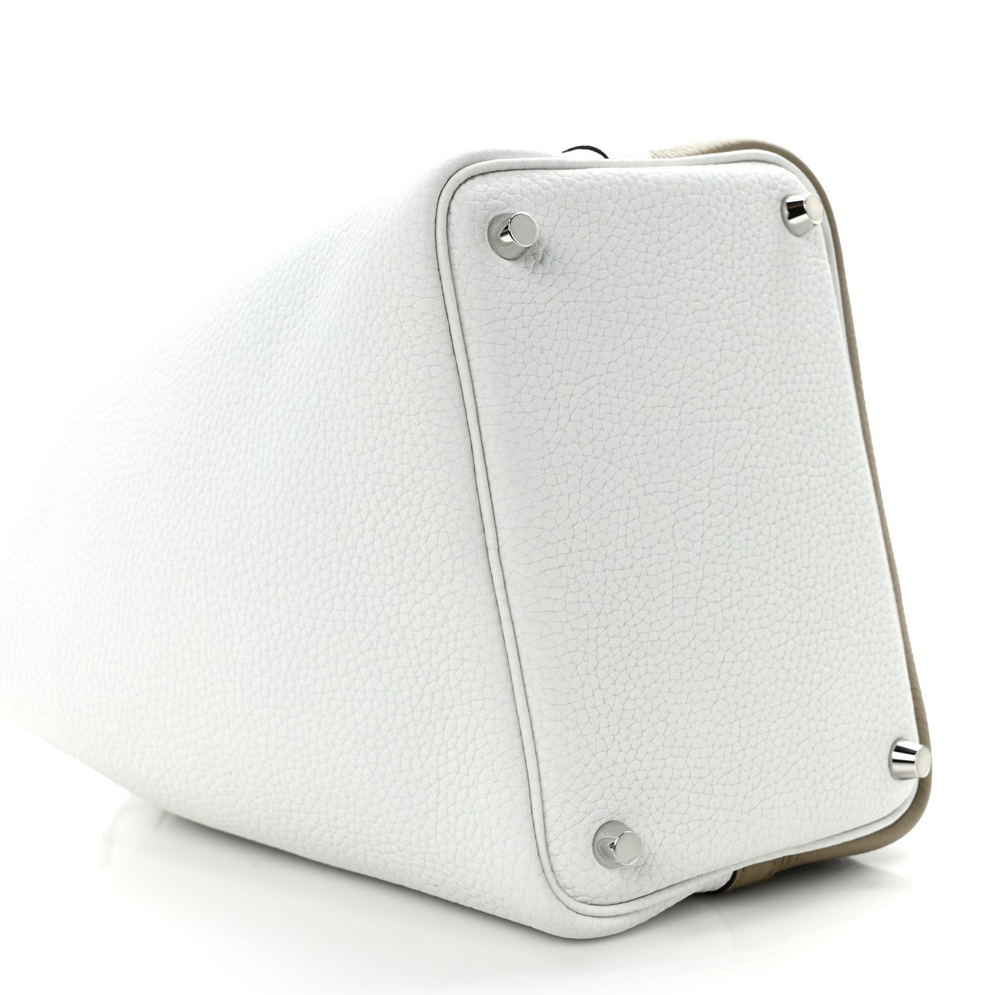 Taurillon Clemence Casaque Picotin Lock 18 PM Beige Marfa New White Macassar
