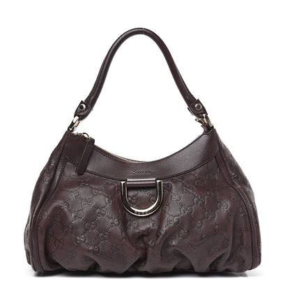 Gucci Guccissima Small D Gold Ring Shoulder Bag Chocolate Brown 1 of 10