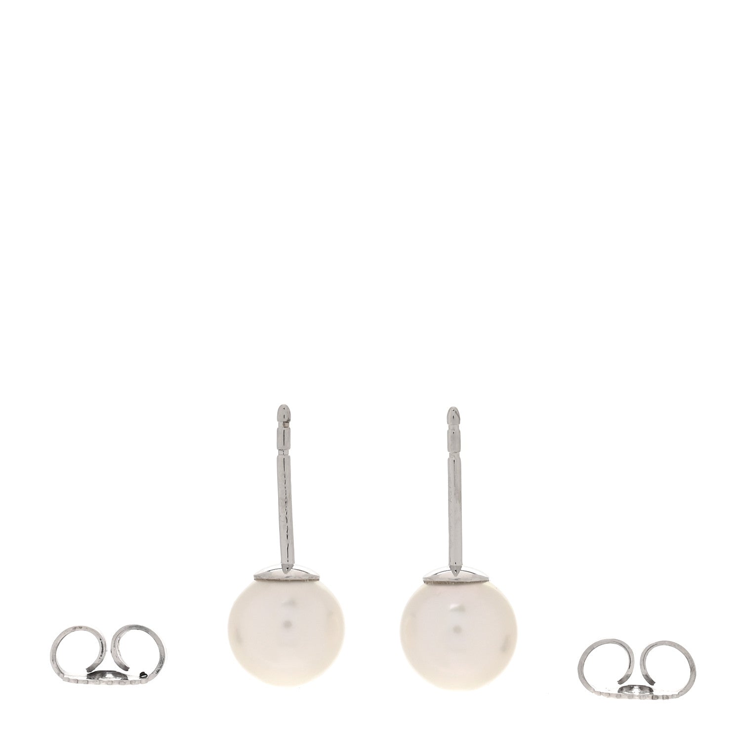 Tiffany 18K White Gold Akoya Pearl 7-7.5mm Signature Earrings 3 of 5