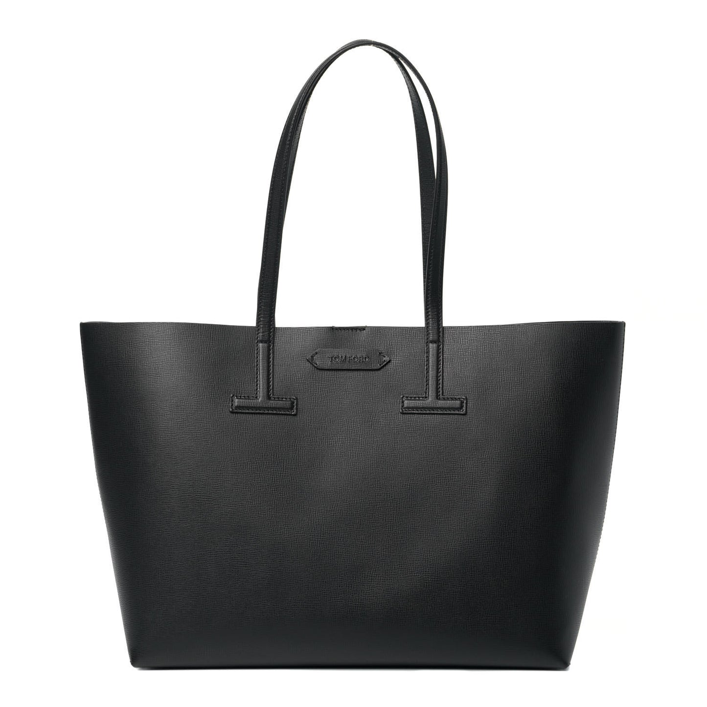 Grained Calfskin Small T Tote Black