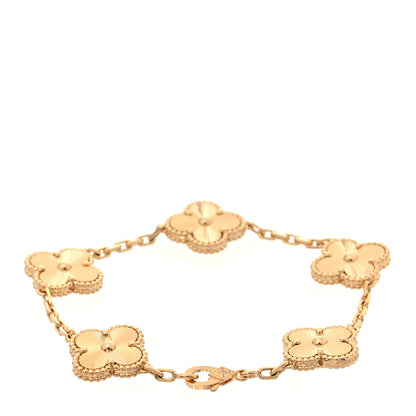Van Cleef & Arpels 18K Yellow Gold 5 Motifs Guilloche Vintage Alhambra Bracelet 2 of 5